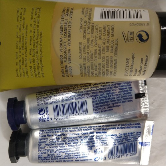 L'Occitane Verbena Body Hand Liquid Soap Shea Hand Cream & Foot Cream X 3 NEW - Picture 2 of 4